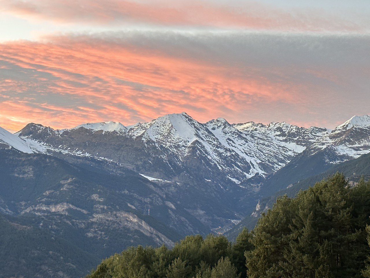 A beautiful sunset sky in Andorra.