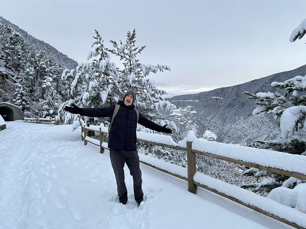 Niall Doherty at Pardines Andorra in the snow